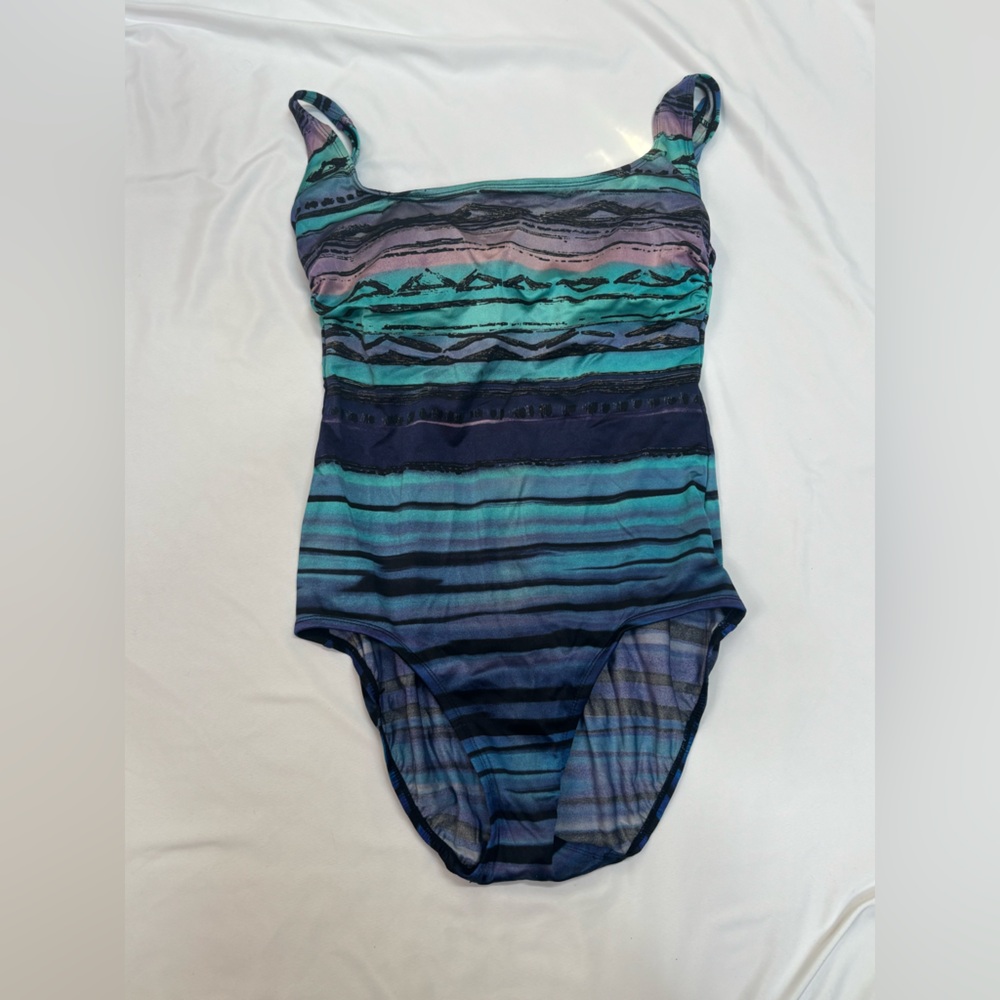 Longitude women’s swimsuit size 10 one piece modest blue purple